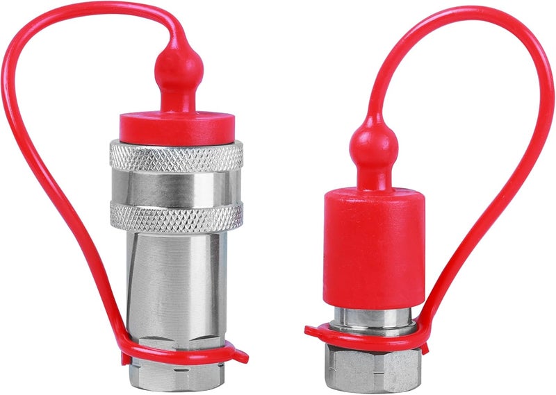 Nasibey 3/8" Ag Hydraulic Quick Connect Tractor Coupler, ISO 7241-A Ball Valves Type Hydraulic Quick Coupler with 2 Sets Dust Caps, Pioneer Type - Image 2